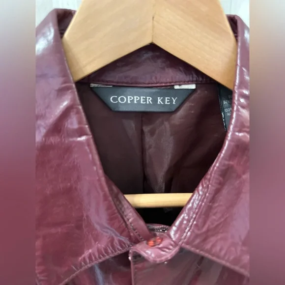 Copper Key Burgundy Leather Shirt Jacket - Picture 2 of 10